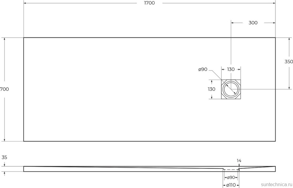 Поддон для душа BelBagno Uno AH 170х70, белый, с сифоном