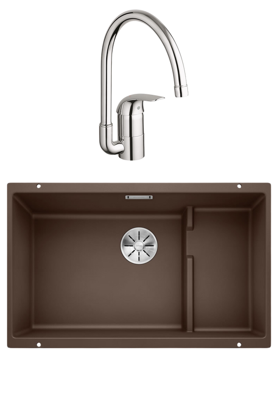 Комплект Мойка Blanco Subline 700-U Level кофе + Смеситель Grohe Euroeco