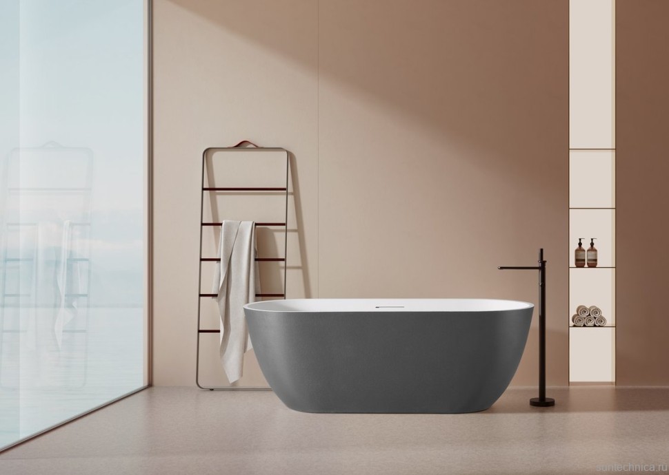 Ванна из искусственного камня AltroBagno Bruna 090205 170x75 см, отдельностоящая, овальная, на ножках, с донным клапаном, с подголовником