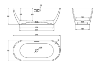 Ванна из искусственного камня AltroBagno Bruna 090205 170x75 см, отдельностоящая, овальная, на ножках, с донным клапаном, с подголовником