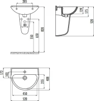 Раковина подвесная Creavit Oval TP155-00CB00E-0000 52 глянцевая белая Раковина подвесная Creavit Oval TP155-00CB00E-0000 52 глянцевая белая