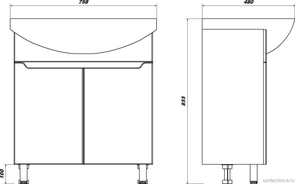 Тумба с раковиной SanStar Bianca 75