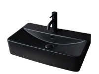 Накладная раковина GID Geometrico Bm1344 61 матовая черная, прямоугольная, фаянс, с 1 отверстием под смеситель
