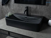 Накладная раковина GID Geometrico Bm1344 61 матовая черная, прямоугольная, фаянс, с 1 отверстием под смеситель