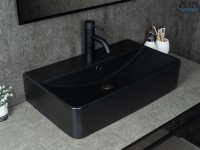Накладная раковина GID Geometrico Bm1344 61 матовая черная, прямоугольная, фаянс, с 1 отверстием под смеситель