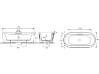 Чугунная ванна Jacob Delafon Volute 170x80 см, отдельностоящая, овальная, со сливом-переливом