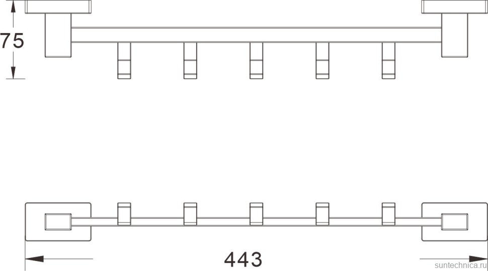 Крючок Shevanik SG5651H черный, на шурупах