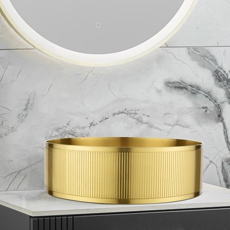 Накладная раковина AltroBagno Costoso 001005 OrSp 40 матовое золото, круглая, нержавеющая сталь