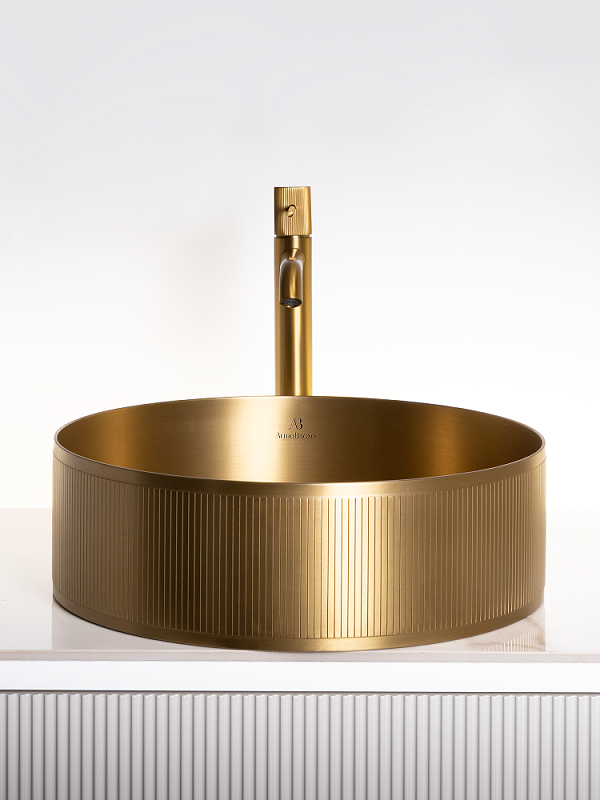 Накладная раковина AltroBagno Costoso 001005 OrSp 40 матовое золото, круглая, нержавеющая сталь