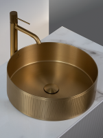 Накладная раковина AltroBagno Costoso 001005 OrSp 40 матовое золото, круглая, нержавеющая сталь