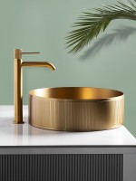 Накладная раковина AltroBagno Costoso 001005 OrSp 40 матовое золото, круглая, нержавеющая сталь