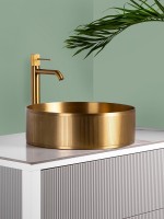 Накладная раковина AltroBagno Costoso 001005 OrSp 40 матовое золото, круглая, нержавеющая сталь