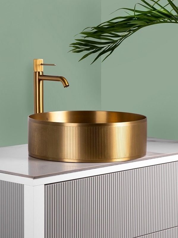 Накладная раковина AltroBagno Costoso 001005 OrSp 40 матовое золото, круглая, нержавеющая сталь