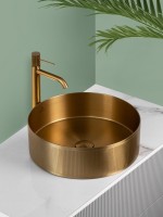 Накладная раковина AltroBagno Costoso 001005 OrSp 40 матовое золото, круглая, нержавеющая сталь