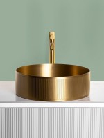 Накладная раковина AltroBagno Costoso 001005 OrSp 40 матовое золото, круглая, нержавеющая сталь