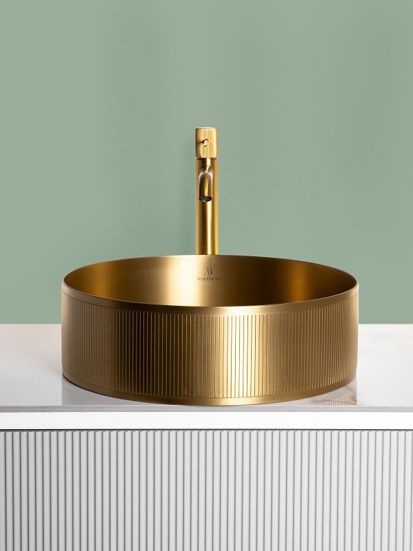 Накладная раковина AltroBagno Costoso 001005 OrSp 40 матовое золото, круглая, нержавеющая сталь