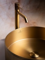 Накладная раковина AltroBagno Costoso 001005 OrSp 40 матовое золото, круглая, нержавеющая сталь