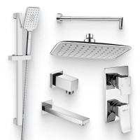 Душевой комплект Смеситель Wasserkraft Aller 10671 С ВНУТРЕННЕЙ ЧАСТЬЮ + Гарнитур A145 + Подключение A089 + Душ A031 + Кронштейн A019 + Излив A091 для ванны