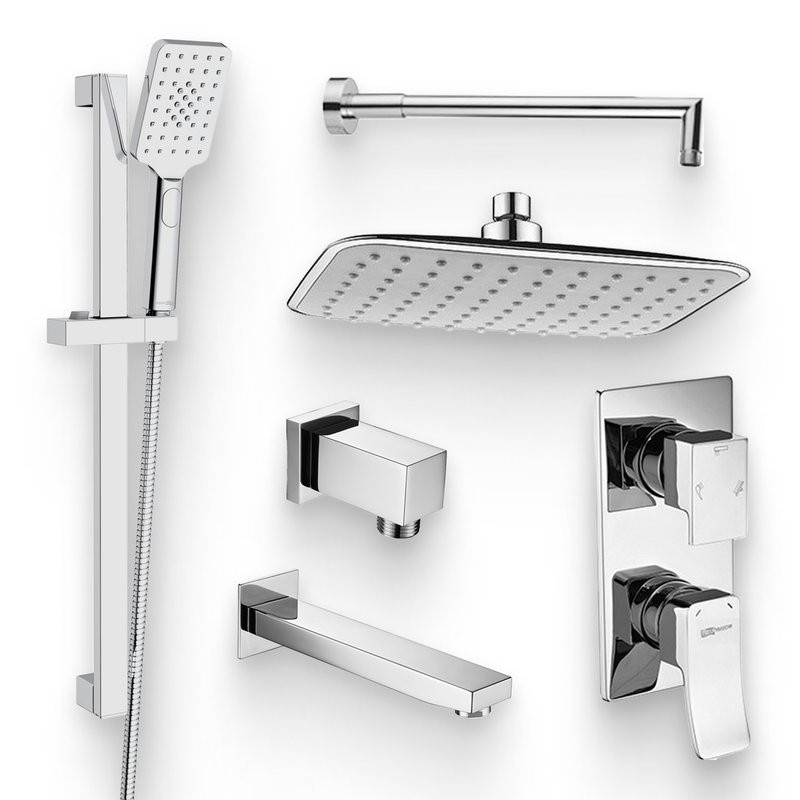 Душевой комплект Смеситель Wasserkraft Aller 10671 С ВНУТРЕННЕЙ ЧАСТЬЮ + Гарнитур A145 + Подключение A089 + Душ A031 + Кронштейн A019 + Излив A091 для ванны