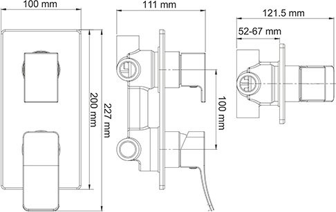 Душевой комплект Смеситель Wasserkraft Aller 10671 С ВНУТРЕННЕЙ ЧАСТЬЮ + Гарнитур A145 + Подключение A089 + Душ A031 + Кронштейн A019 + Излив A091 для ванны