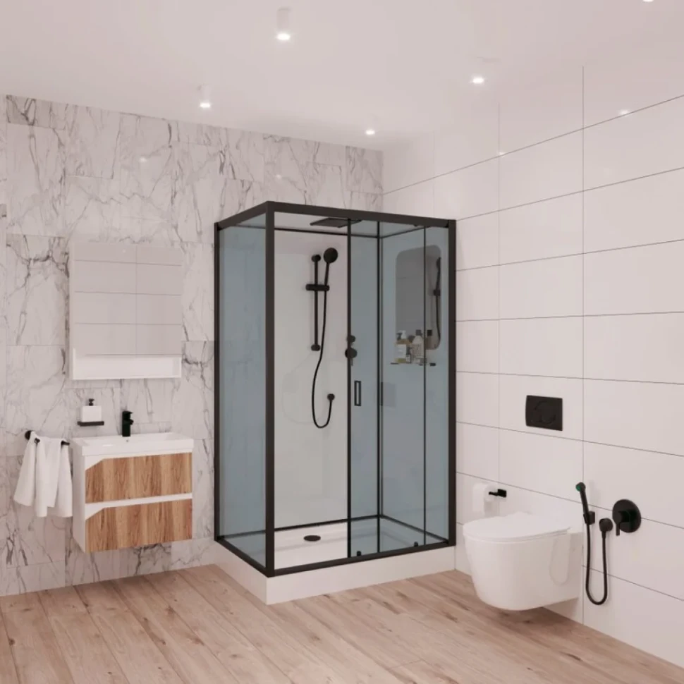 Душевая кабина Niagara Premium NG-6912-01QR BLACK 120х80х210 правая, черная, с низким поддоном