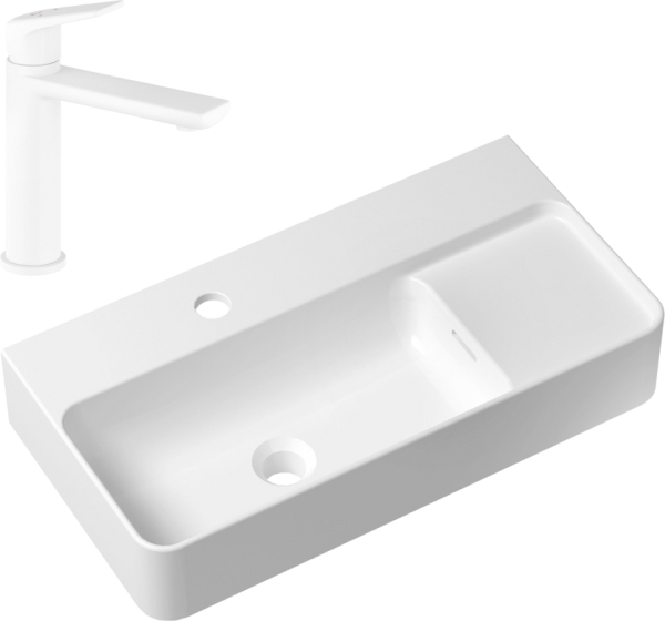 Комплект Накладная раковина Lavinia Boho Bathroom Sink Slim 33311011 + Смеситель Wellsee ICON! for life 182305000 матовый белый