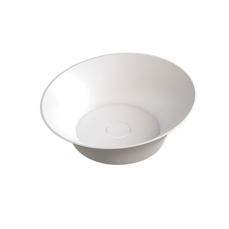 Накладная раковина Abber Stein AS2607 46 матовая белая, круглая, искусственный камень