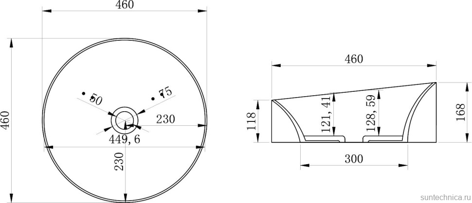 Накладная раковина Abber Stein AS2607 46 матовая белая, круглая, искусственный камень