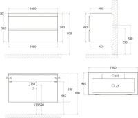 Мебель для ванной комнаты Art&Max Bianchi 100, подвесная, серая матовая