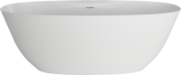 Ванна из искусственного камня Plumberia Selection Veloma 170x75 см, отдельностоящая, матовая белая, овальная, с донным клапаном, фурнитура белая