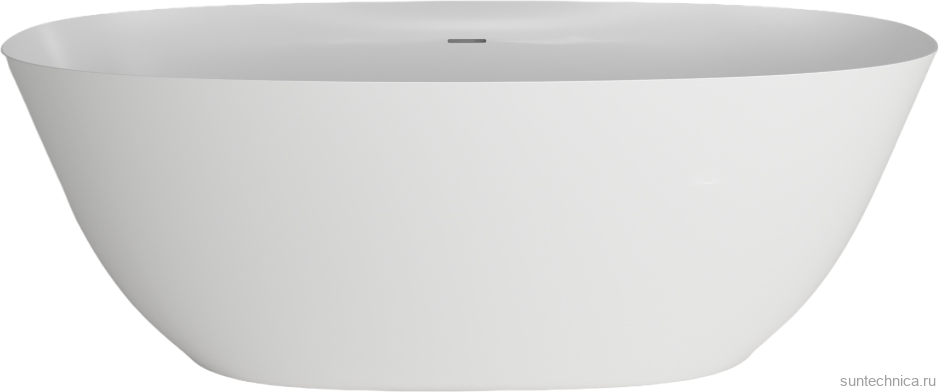 Ванна из искусственного камня Plumberia Selection Veloma 170x75 см, отдельностоящая, матовая белая, овальная, с донным клапаном, фурнитура белая