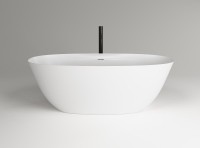 Ванна из искусственного камня Plumberia Selection Veloma 170x75 см, отдельностоящая, матовая белая, овальная, с донным клапаном, фурнитура белая