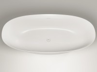 Ванна из искусственного камня Plumberia Selection Veloma 170x75 см, отдельностоящая, матовая белая, овальная, с донным клапаном, фурнитура белая