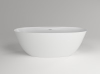 Ванна из искусственного камня Plumberia Selection Veloma 170x75 см, отдельностоящая, матовая белая, овальная, с донным клапаном, фурнитура белая