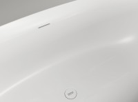 Ванна из искусственного камня Plumberia Selection Veloma 170x75 см, отдельностоящая, матовая белая, овальная, с донным клапаном, фурнитура белая