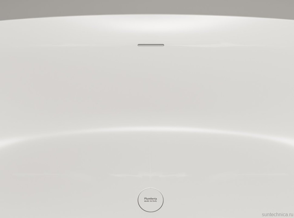 Ванна из искусственного камня Plumberia Selection Veloma 170x75 см, отдельностоящая, матовая белая, овальная, с донным клапаном, фурнитура белая