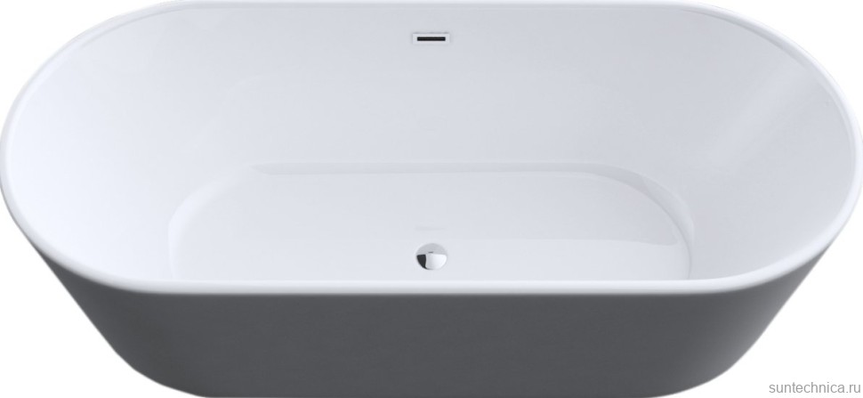 Акриловая ванна Art&Max AM-525-1700-745 170x75 см, отдельностоящая, белая, овальная, с каркасом, со сливом-переливом