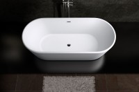 Акриловая ванна Art&Max AM-525-1700-745 170x75 см, отдельностоящая, белая, овальная, с каркасом, со сливом-переливом