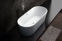Акриловая ванна Art&Max AM-525-1700-745 170x75 см, отдельностоящая, белая, овальная, с каркасом, со сливом-переливом