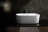 Акриловая ванна Art&Max AM-525-1700-745 170x75 см, отдельностоящая, белая, овальная, с каркасом, со сливом-переливом