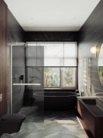 Душевая перегородка Maybahglass MGD-729-5ш 79 см, профиль хром матовый, стекло графит