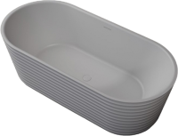 Ванна из искусственного камня Abber Stein AS9650 170x80 см, отдельностоящая, матовая белая, овальная, на ножках, с донным клапаном, фурнитура белая