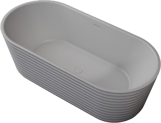 Ванна из искусственного камня Abber Stein AS9650 170x80 см, отдельностоящая, матовая белая, овальная, на ножках, с донным клапаном, фурнитура белая