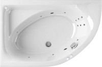 Акриловая ванна Excellent Aquarella WAEX.ARL15.LINE L 150x100 см, угловая, левая, пристенная, с гидромассажем, белая, асимметричная, с каркасом, с сиденьем, со сливом-переливом