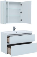 Тумба с раковиной Aquanet Гласс 100