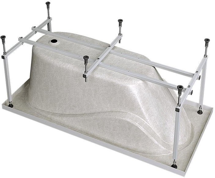 Акриловая ванна Alex Baitler Nemi 170x75 см, встраиваемая, белая, с экраном