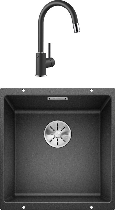 Комплект Мойка Blanco Subline 400-U антрацит + Смеситель Mida-S Silgranit 521455