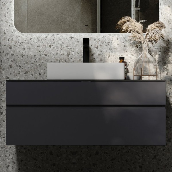 Тумба с раковиной Raval Decent 100 антрацит, раковина 3050-KL