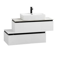 Тумба с раковиной Cezares Slider 100 подвесная, 2 ящика, со столешницей bianco opaco