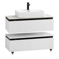 Тумба с раковиной Cezares Slider 100 подвесная, 2 ящика, со столешницей bianco opaco